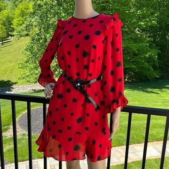 Who what wear red/black BoHo ruffle frilly dress - Picture 1 of 8